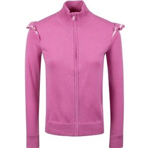 Polo golf Ralph lauren resort rose ruffle trim zip up golf sweater ladies M